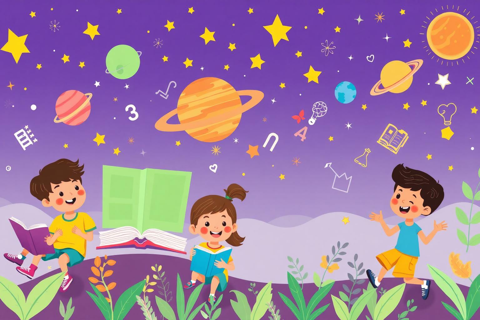 Crianças explorando um mundo mágico de aprendizado